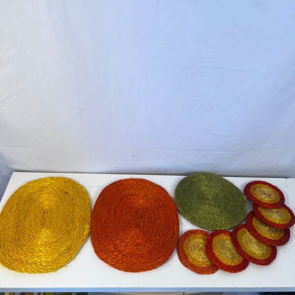 Abaca Fiber Hemp Trivets & Coasters Set of 9 MCM Retro VTG Home Decor Cottage - Picture 10 of 10
